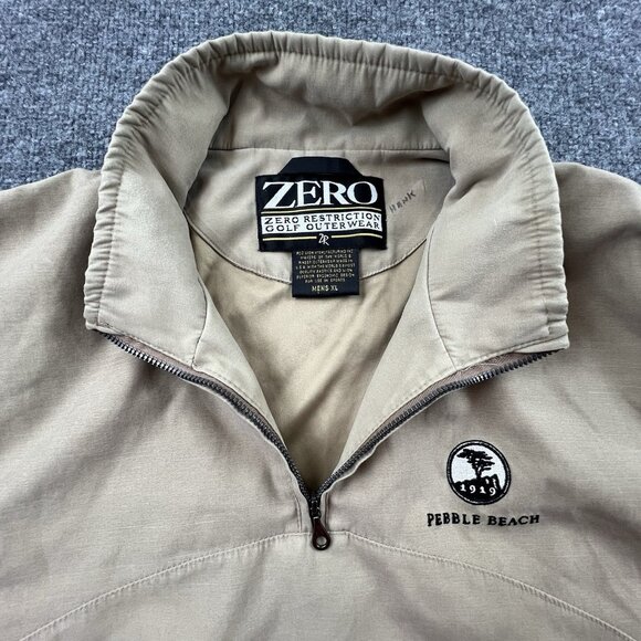 Zero Restriction Pebble Beach Golf Pullover Jacket Men’s XL Tan 1/2 Zip Pockets - Picture 4 of 9
